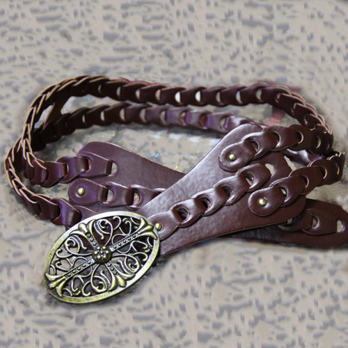  Fall Women's Retro Hand-woven Floral Metal Buckle Universal Belt PD_006