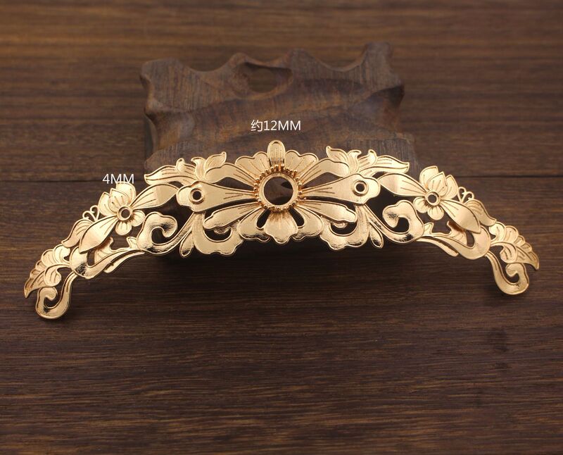 Shangjia antique diy handmade accessories material cast copper lotus flower hair crown phoenix crown 180*35mm