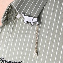 日系可爱软妹萌小猫抓珍珠猫咪胸针扣韩国少女系可爱卡通饰品配饰