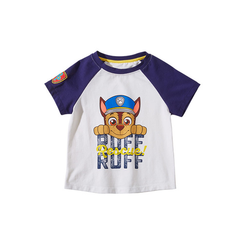 Children's short sleeve t-shirt round neck Woof Woof Team kids' clothing live streaming hot selling unisex kids' cotton t-shirt brand kids' clothing wholesale