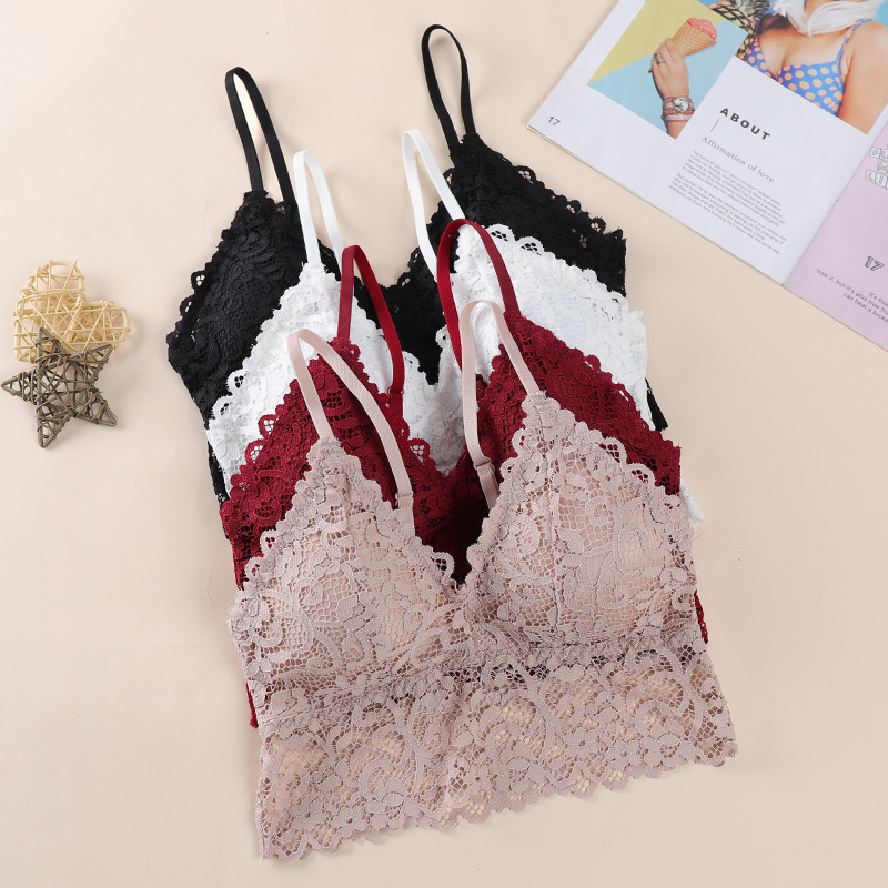 Sexy cabestrillo belleza espalda envuelta pecho superior Soporte push up inalámbrico chica ropa interior verano encaje sujetador entrega de una pieza