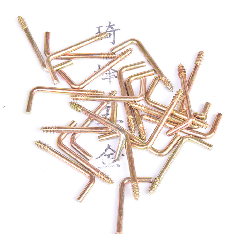 木螺纹固定直角钩螺丝厂家直销批发五彩L形自攻牙螺钉3*10*37/15