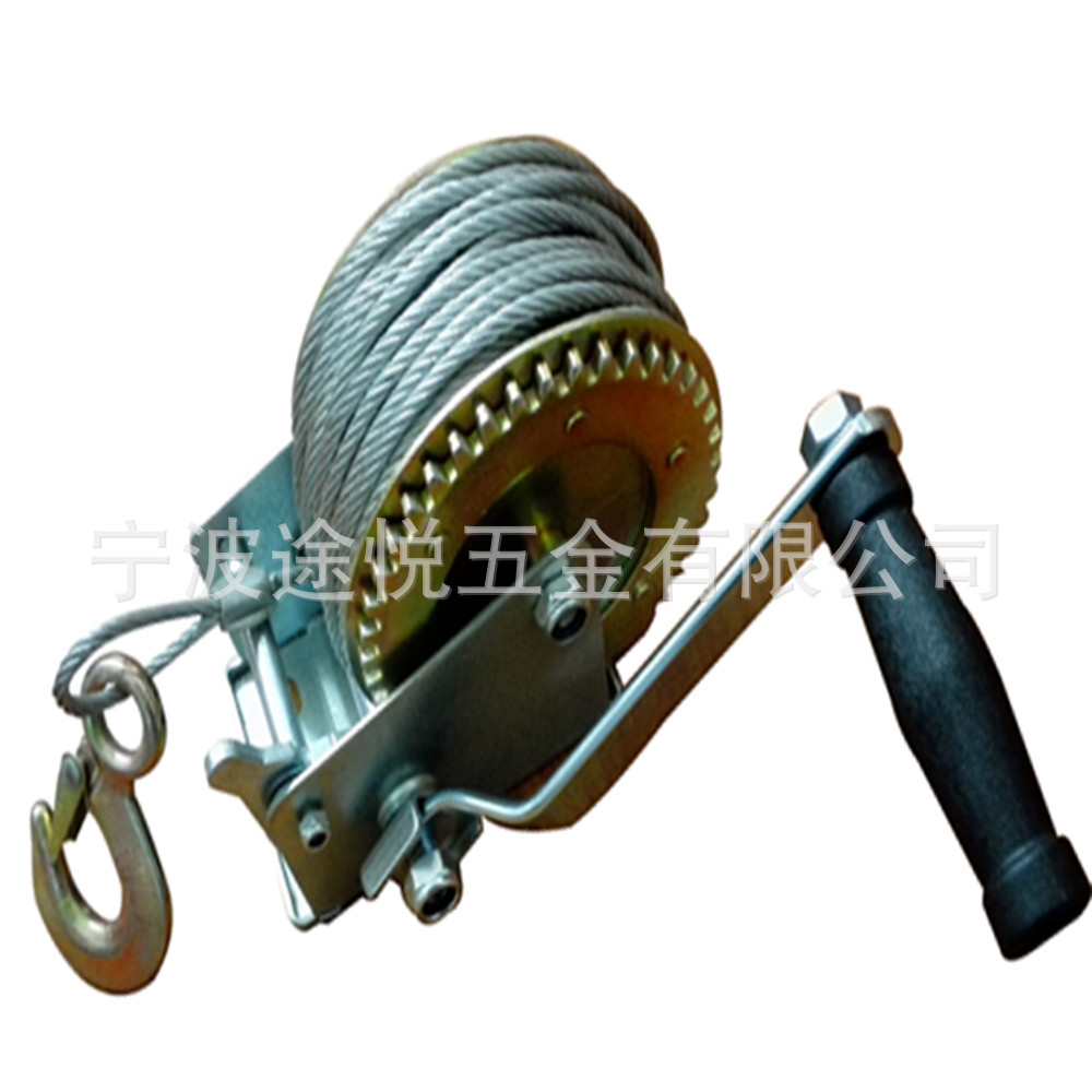 厂家供应2000LBS手摇绞车 手动绞盘 带10米钢丝绳 游艇拖车绞盘