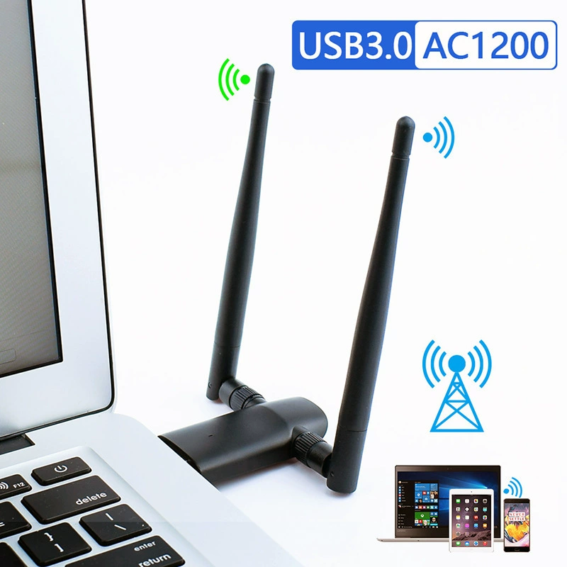 Беспроводной сетевой адаптер USB WIFI, приемник Gigabit двойной частоты с двумя антеннами, свободного использования