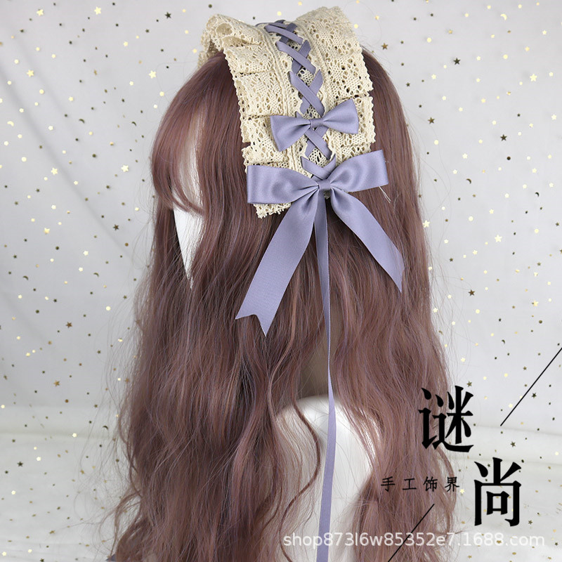 日本系の柔らかい妹lolitaのカチューシャのレースのヘアピンlolitaの甘い日常の百合のヘアバンドの蝶結びkcの頭飾り