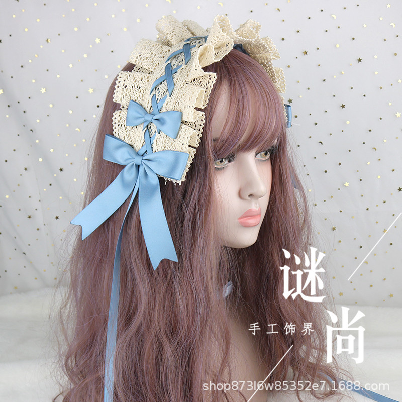 日本系の柔らかい妹lolitaのカチューシャのレースのヘアピンlolitaの甘い日常の百合のヘアバンドの蝶結びkcの頭飾り