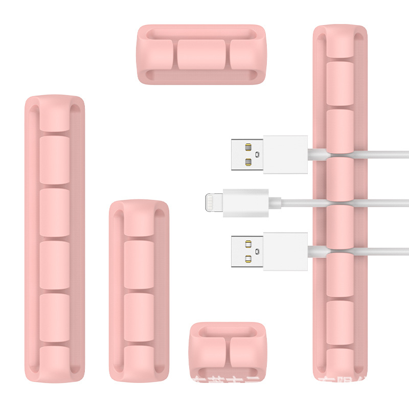 Enrollador de silicona cable de alimentación de escritorio Cable de almacenamiento de alambre clip de cable de datos organizador de cable Tarjeta de cable de soporte autoadhesivo