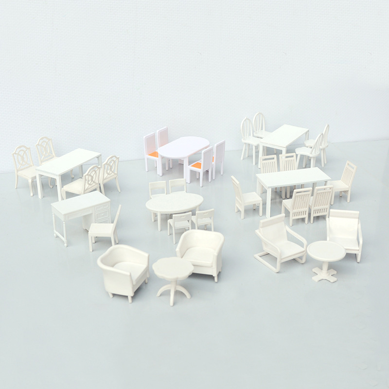 Building sand table modeling miniature handmade material mini indoor furniture table and chair model set Dining Table Table and Chair 1/20