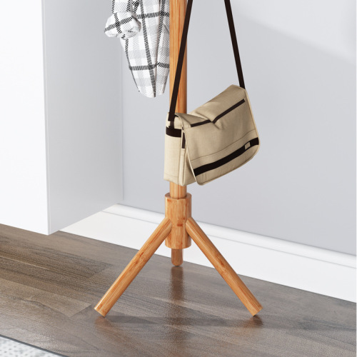 Coat rack floor-standing bedroom bamboo simple clothes hanging rack home storage hanging bag solid wood storage rack space saving