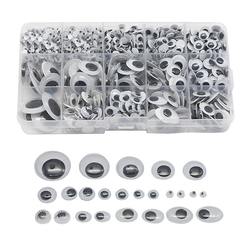 Movable eyes glue-backed animal doll eyeballs for children's kindergarten handmade DIY boxed plastic movable eye stickers