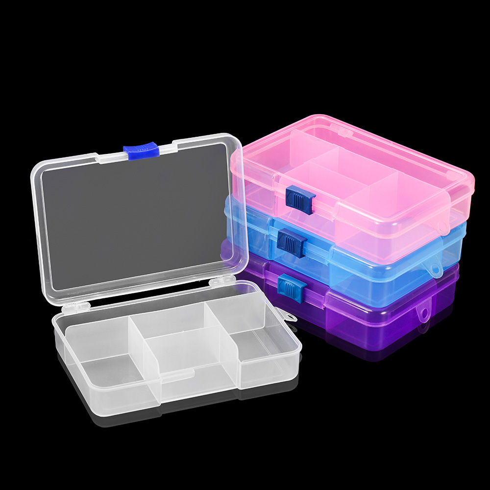 5-grid sliding buckle transparent plastic box ring-hanging fixed insert jewelry accessories storage box storage box