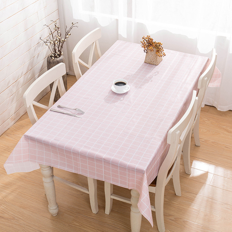 Home Small Fresh Checkered Waterproof Tablecloth Easy to Clean Oil-Proof Tablecloth for Living Room Dining Table PEVA Plaid Tablecloth