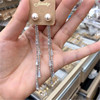 Silver needle, long shiny earrings with tassels, silver 925 sample, European style, internet celebrity, diamond encrusted