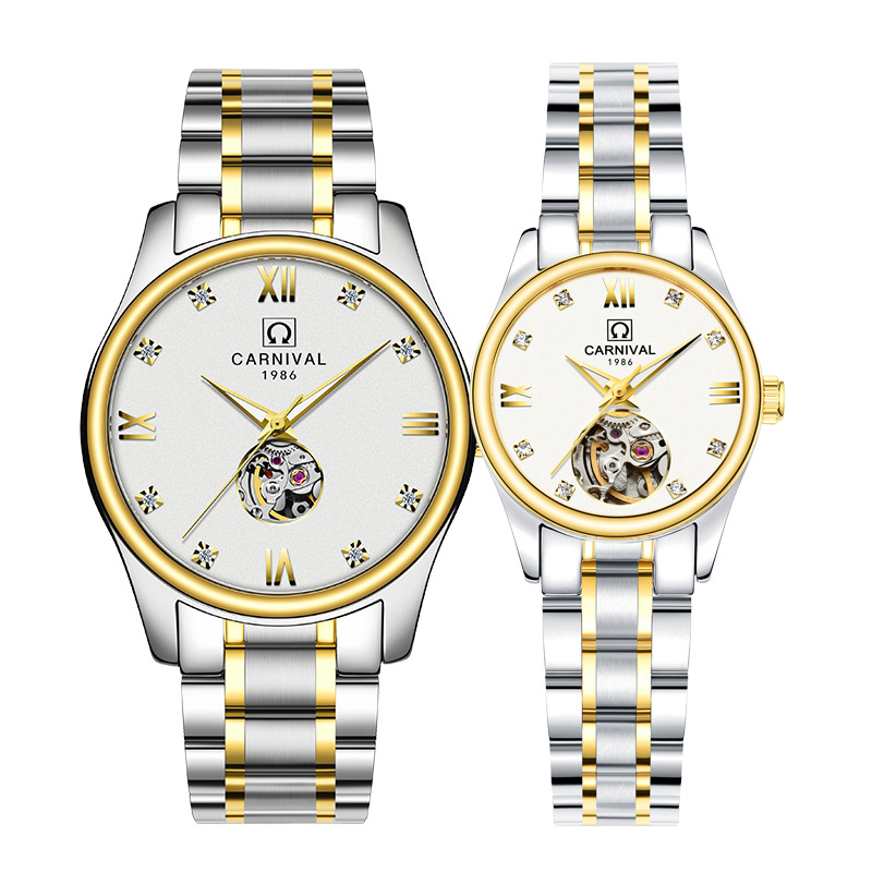 CARNIVAL couple watch men's and women's mechanical watch automatic hollow luminous waterproof pair watch 8790