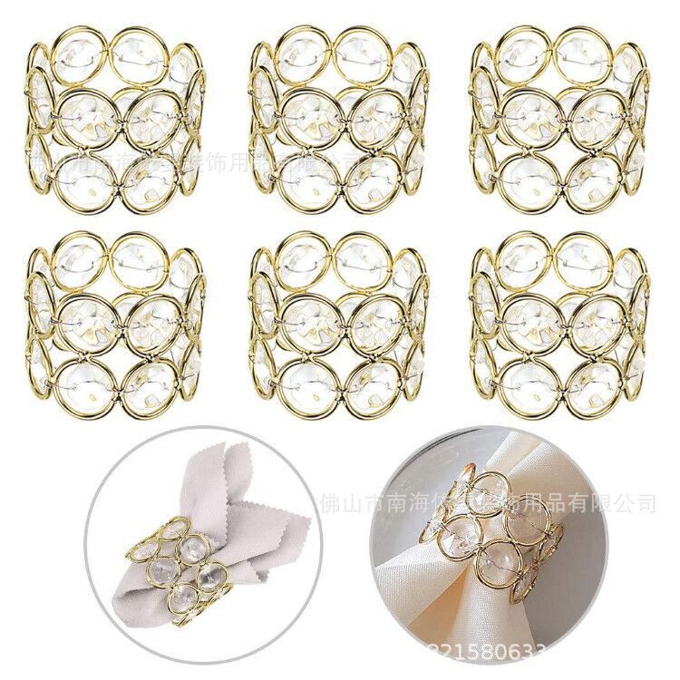 Factory in stock Golden Iron full silver double-line batch flower towel ring napkin buckle napkin ring hotel restaurant napkin ring