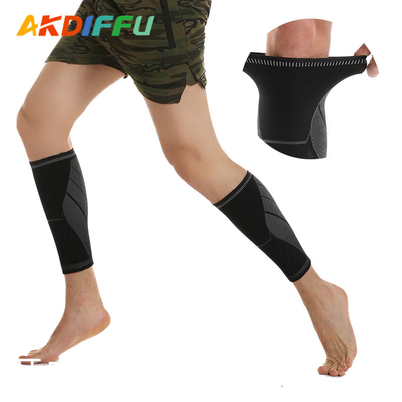 Verano Delgado unisex soporte de pantorrilla tejido de nylon de cuatro lados de compresión elástica soporte de la pierna deportes soporte de la rodilla correr baloncesto