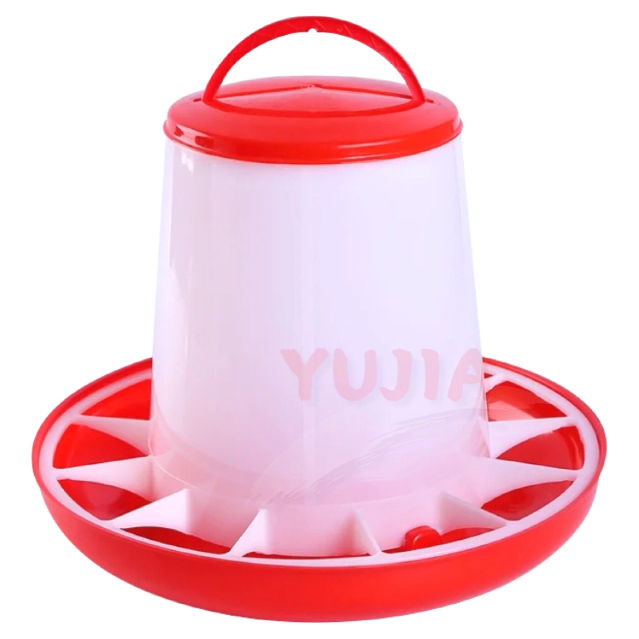 Comercio exterior de comercio electrónico transfronterizo rojo y blanco alimentador torre de plástico aves de corral Cría de pollo, pato y ganso alimentación barril de alimentación barril