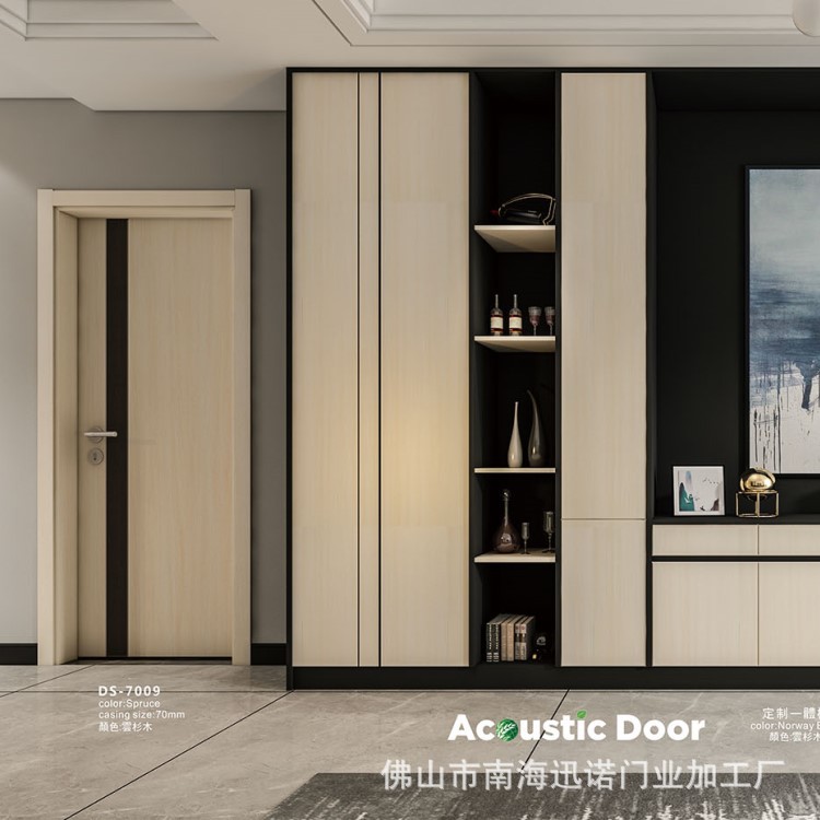 Fábrica 2022 Nueva puerta de cristal de carbono de roble a prueba de humedad impermeable cero traje de habitación interior puerta de madera puerta del hotel