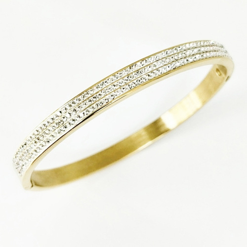 Stainless steel three-row diamond 18K gold titanium steel bracelet, Korean style stainless steel starry sky bracelet, direct factory sale