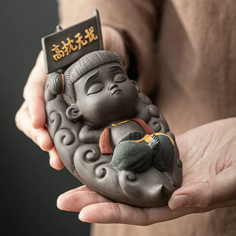 哪吒茶宠摆件精品可养创意陶瓷魔童公仔禅意家居摆件紫砂茶道茶玩