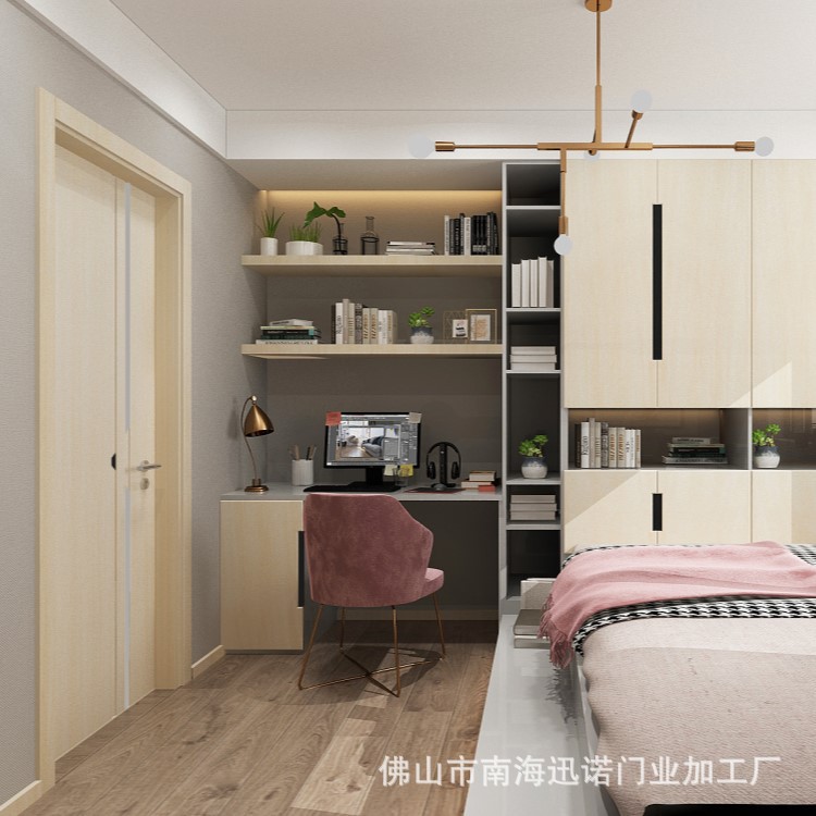 Guangdong fabricantes producen habitación puerta de madera puerta interior traje del hogar puerta del dormitorio de cristal de carbono superior sin pintura