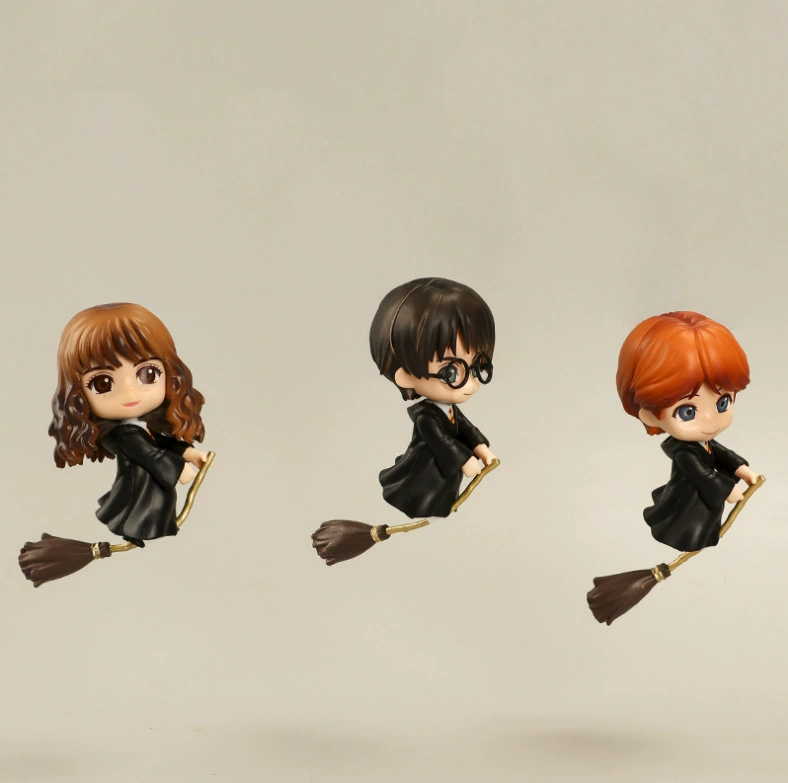 Minifigure set (Xike Animation) 6-piece wizard broom toy, PVC figures 9.5 cm, cake topper decorations
