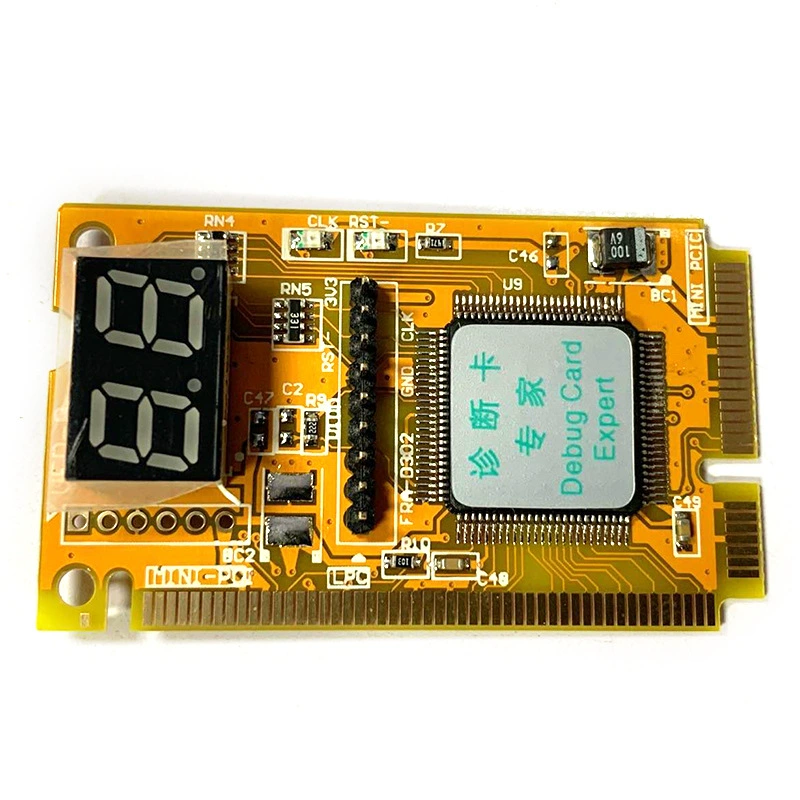 PCI-E Mini Diagnostic Card — Two-Digit Debug Card for Notebook Motherboards, Mini PCIe/Mini PCI/LPC