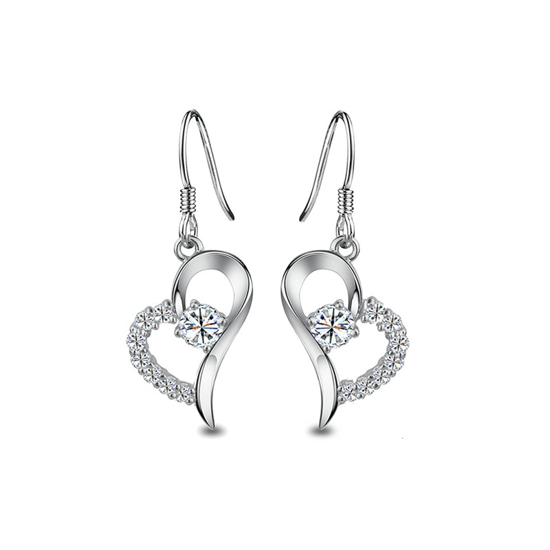 Pendientes de plata esterlina S925 en forma de corazón Estilo coreano de moda pequeño y encantador gancho para la oreja pendientes de amor sincero entrega de una pieza
