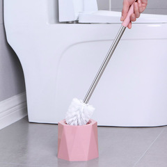 Toilet Brush Long Handle Plastic No-Dead-Angle Soft Bristle Cleaning Brush Geometric Base Toilet Cleaning Brush Set