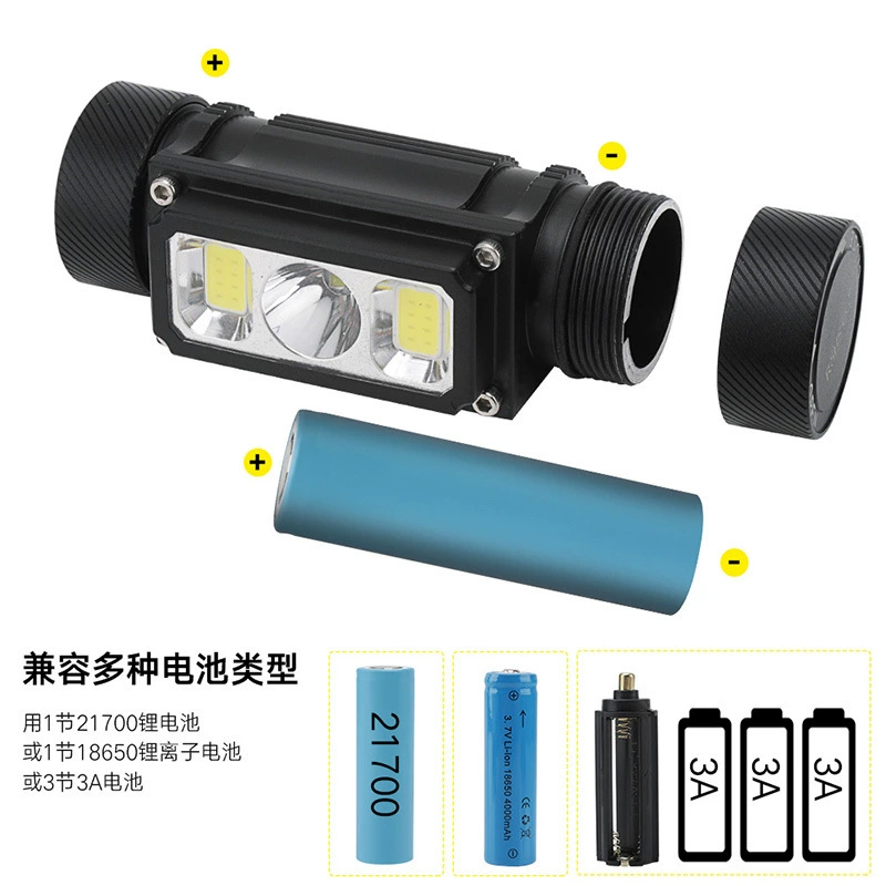 21700 long battery life headlight multi-function USB rechargeable COB flashlight outdoor work light night vision outdoor night riding