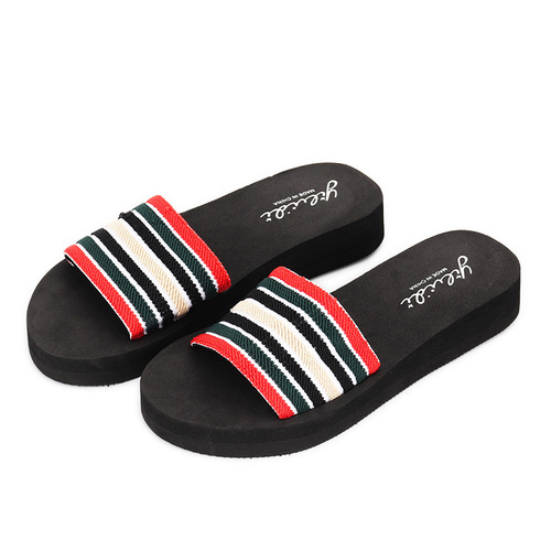 Summer new style for women's home, casual beach, word belt, sandals, wedges, Korean style simple word slippers, one piece for sale.