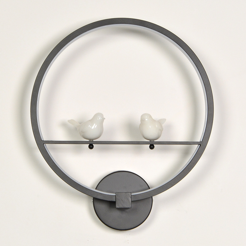2 pájaros LED anillo lámpara de pared dormitorio lámpara Simple interior sala de estar iluminación de la escalera Comercio exterior europeo y americano lámpara de pared