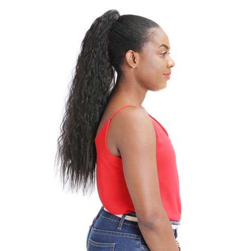 European and American-style Velcro ponytails: Wide Velcro corn-husk long wavy wig ponytails—perfect for voluminous, curly locks.