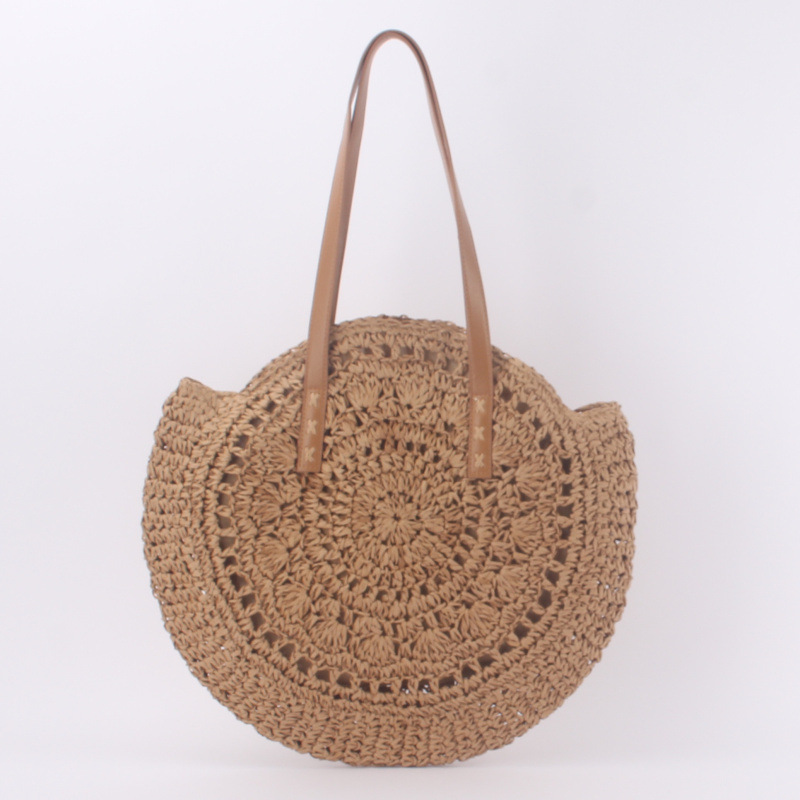 Dropshipping New Holiday Beach Woven Bag Round Hollow One-Shoulder Versatile Casual Straw Bag Women's Bag