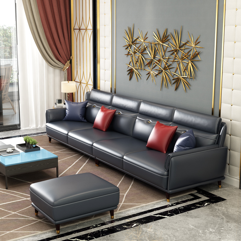 Sofá de cuero para apartamentos pequeños, combinación en forma de L, muebles minimalistas italianos, sofá de cuero, precio especial, suministro directo de fábrica.