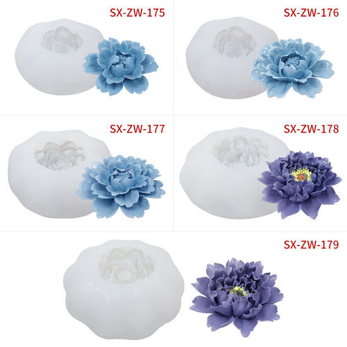 Sanxin Peony Flower Silicone Mold DIY Liquid Epoxy Scented Candle Decorative Ornaments Handmade Soap Abrasives