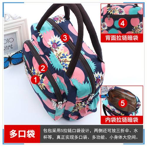 Ladies Handbag Small Fabric Bag with Thickening, Women's Lunch Box Bag, Mother's Handbag for Work with Shoulder Strap, Portable Lunch Pack