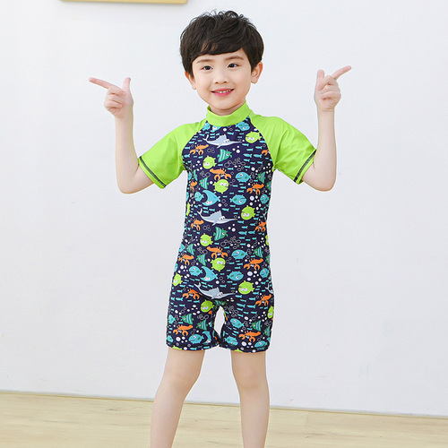Cartoon Children's Swimwear Cute Boy Swimwear One-piece Baby Quick-dry for Middle and Small Children, Boys Swim Suit Climbing Suit