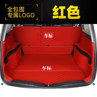 M6 Kia K3 smart run – Trunk Mat - butterfly-pattern-with-car-logo-trunk-fully-surrounded-by-bright-red-leather-version