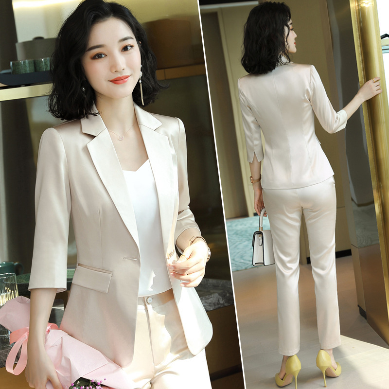 White Suit Female President High-end Dress Summer Business Wear Elegant Goddess Style Green Korean Style Small Suit