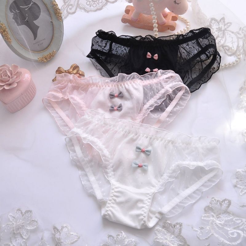Long-term supply Japanese small fresh transparent mesh sexy Princess flash triangle girl cute ladies underwear