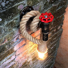 跨境 美式乡村复古餐厅吧台创意咖啡厅楼梯客厅麻绳铁艺吊灯