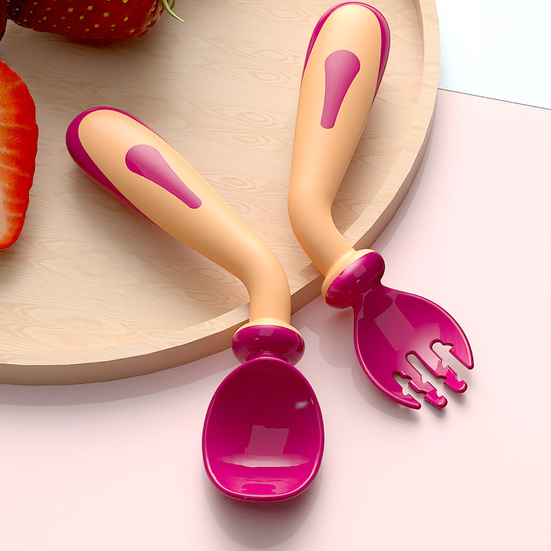 Baby Tableware suit Baby Learn to Eat Training Spoon Fork Chopsticks Children's Food Bowl Elbow Soft Spoon One Year Old