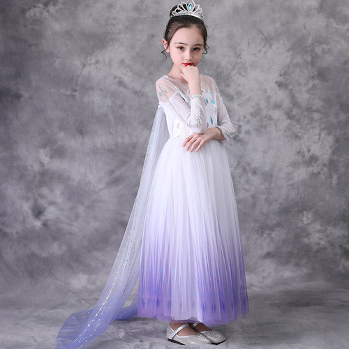 Elsa Princess Dress, Inspired by Frozen 2, Elsa Dress, White Long-Sleeve Dress for Princess