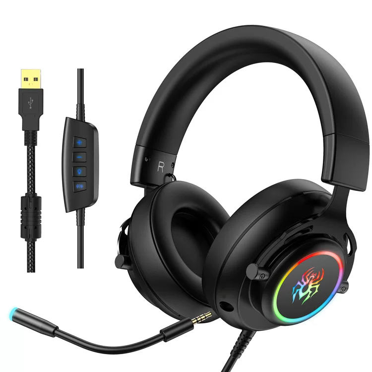 Игровая гарнитура YORO, USB-гарнитура для игр, виртуальный 7.1 канал, RGB-подсветка, виртуальная модель G60