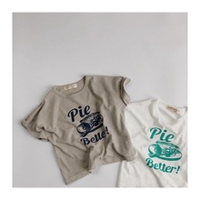 韩版儿童短袖T恤夏季新款男女童字母圆领T恤衫中小童洋气上衣潮