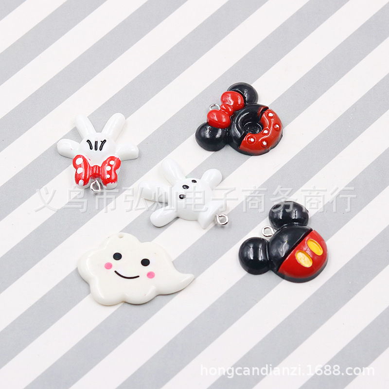 Resin Cartoon Mickey Palm Minnie Donut Cloud Earrings Keychain Pendant diy Jewelry Accessories