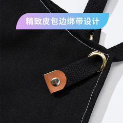 圍裙定製logo印字 奶茶咖啡師工作服男女韓版燙染師 全棉帆布圍裙
