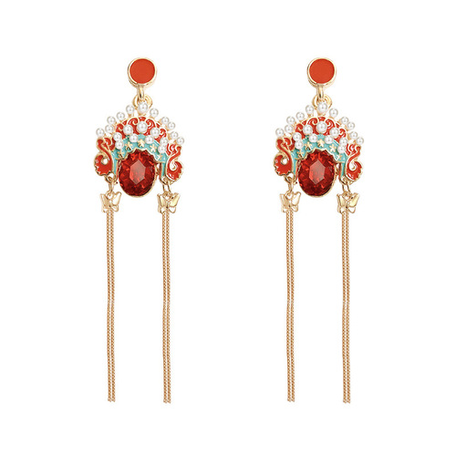 South Korea Dongdaemun Earrings 925 Silver Needle Earrings European and American Exaggerated Retro Pearl Earrings Women's Tassel Long Earrings