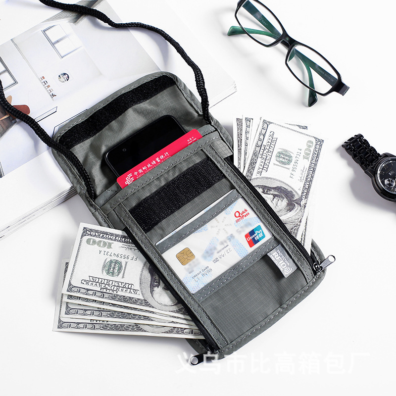 Anti-RFID ID bolsa anti-robo cepillo de blindaje Halter bolsa de pecho anti-magnético anti-radiación TARJETA DE CERTIFICADO bolsa de almacenamiento en stock